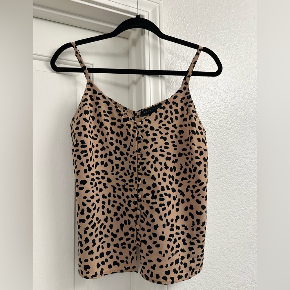 Sanctuary Tan and Black Animal Print Top